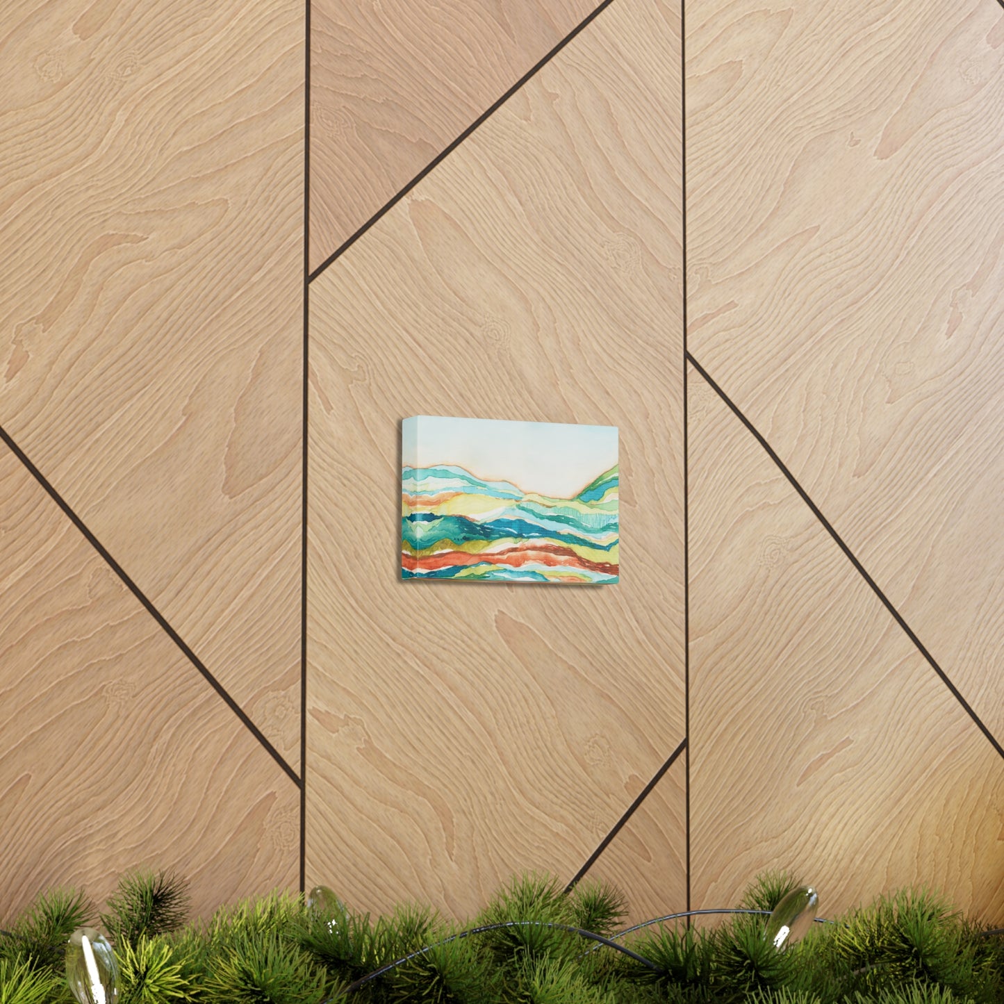 Canvas Gallery Wrap Prints - Abstract Watercolor Mountain Landscape