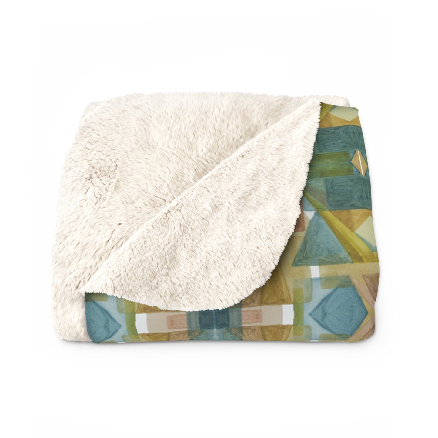 Sherpa Fleece Blanket - Painterly Plaid, Cool Colors