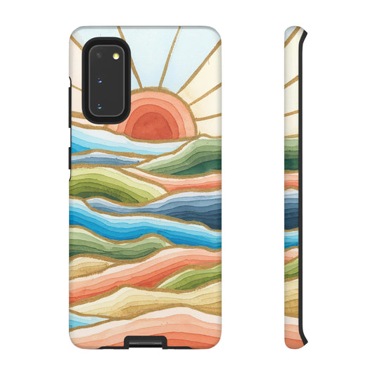 Tough Cell Phone Cases - Red Twilight Landscape