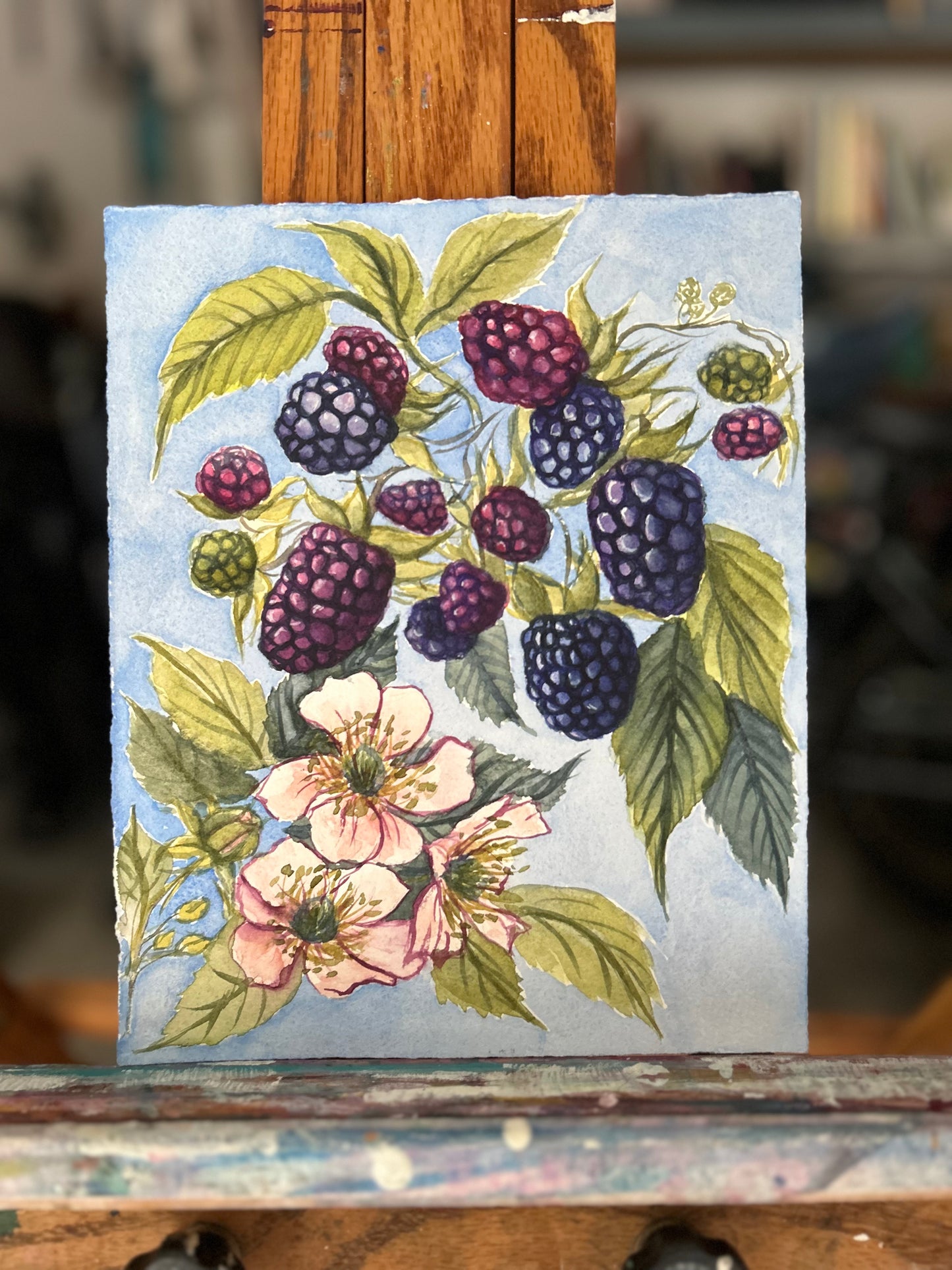 Wild Summer Blackberries Original Watercolor Painting 8x10"