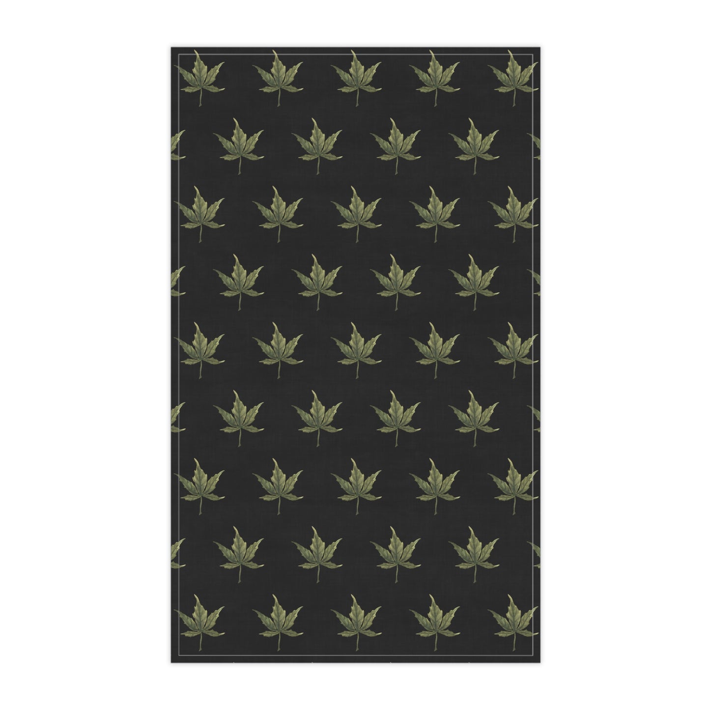 100% Cotton Twill Kitchen Towel - Mini Cannabis Leaf Print on Black