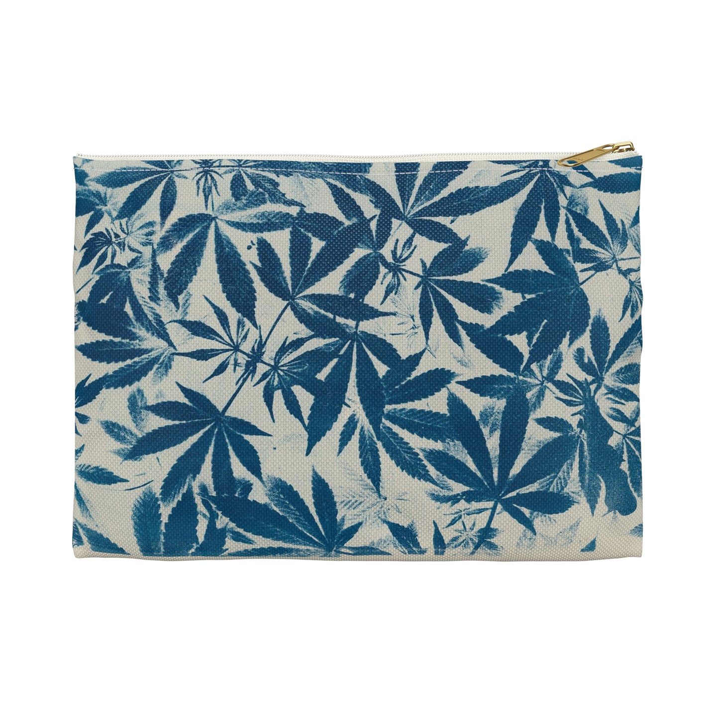 Flat Accessory Pouch - Cannabis Field Cyanotype on Ivory Print