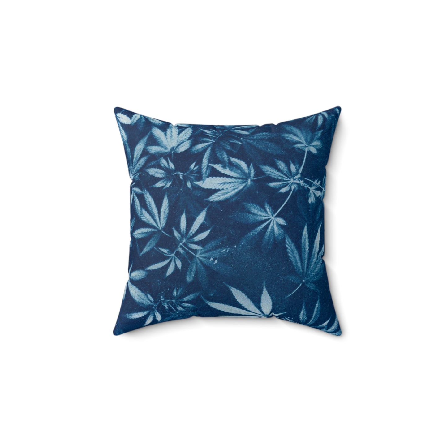 Faux Suede Square Pillow - Cyanotype Print 1