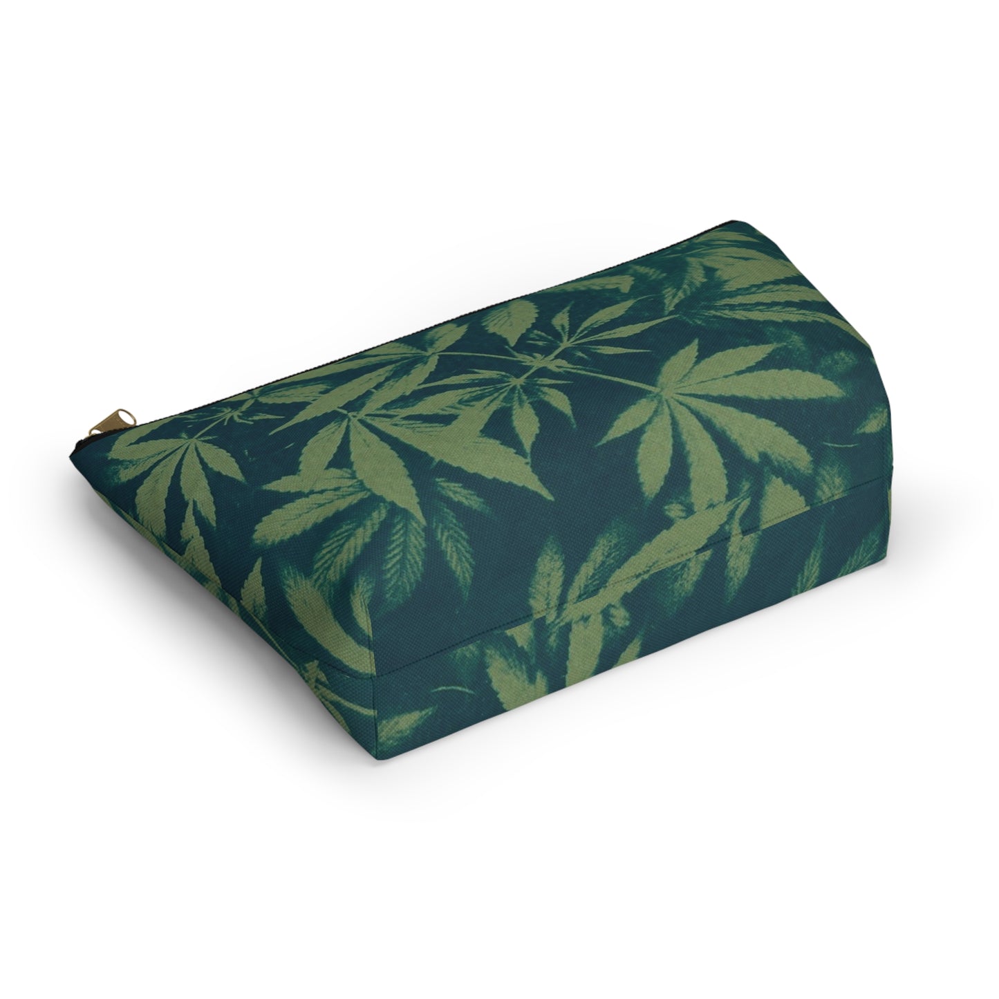 Roomy Accessory Pouch - Cyanotype on Olive Print