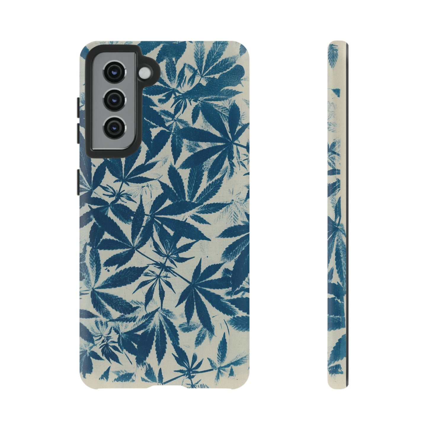 Tough Cell Phone Cases -Cannabis Field Cyanotype on Ivory Print