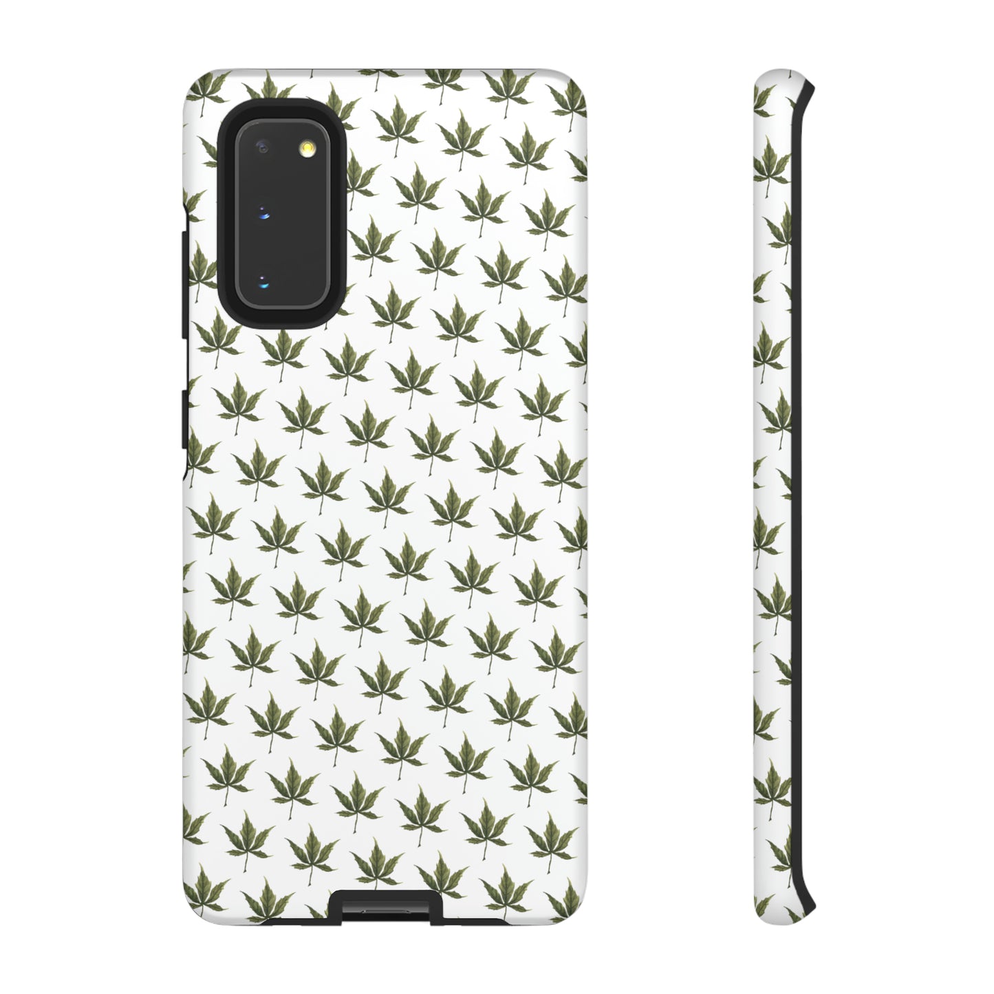 Tough Cell Phone Cases - Mini Cannabis Leaf on White