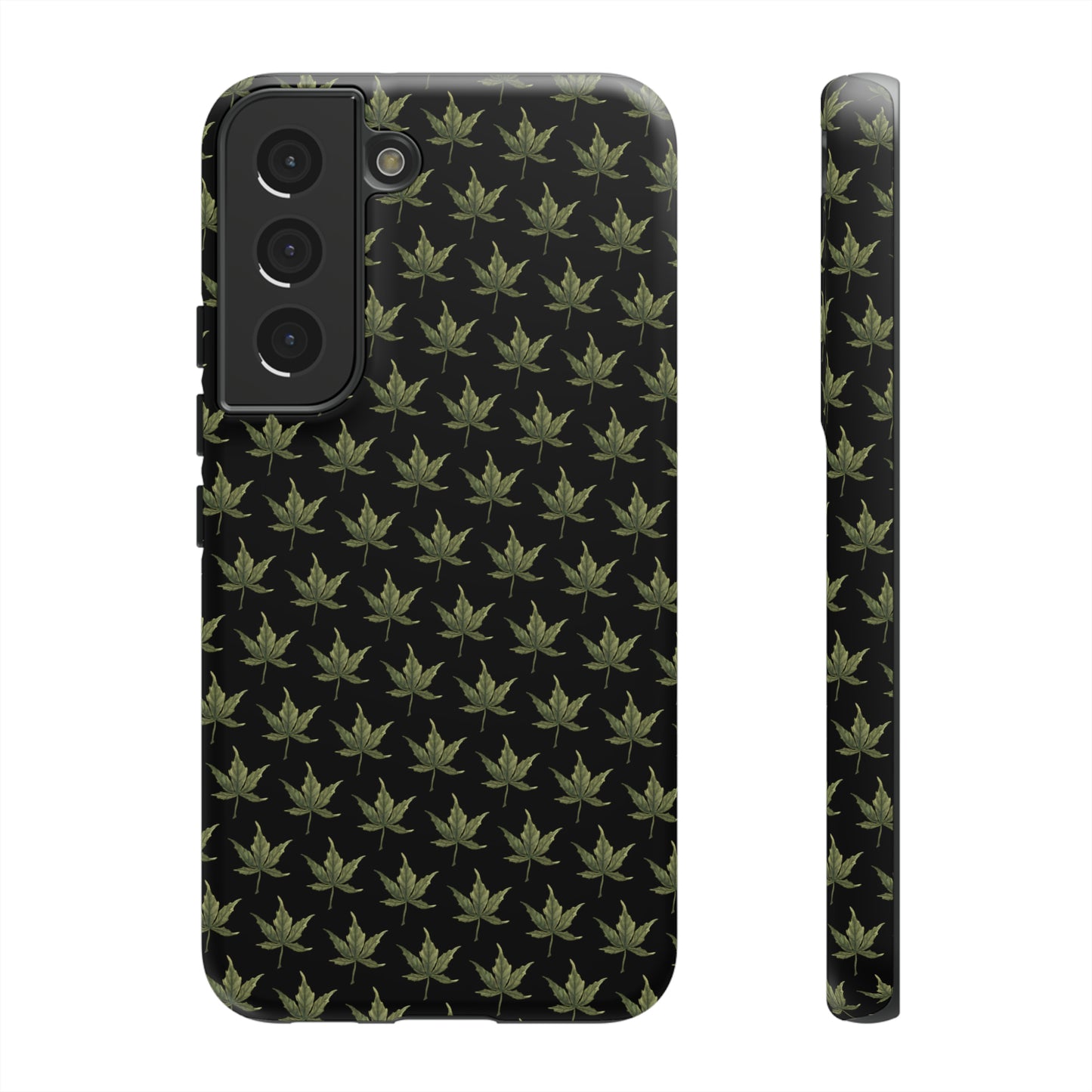 Tough Cell Phone Cases - Mini Cannabis Leaf on Black