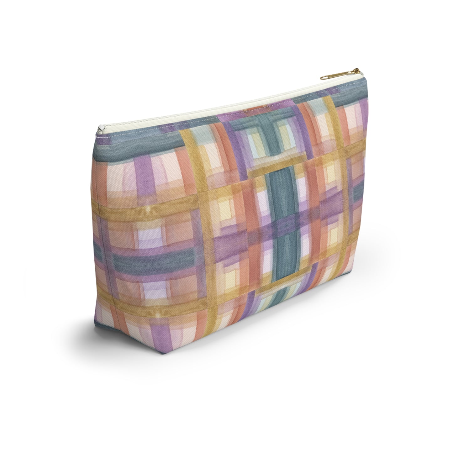 Roomy Accessory Pouch - Painterly Plaid, Warm Colors