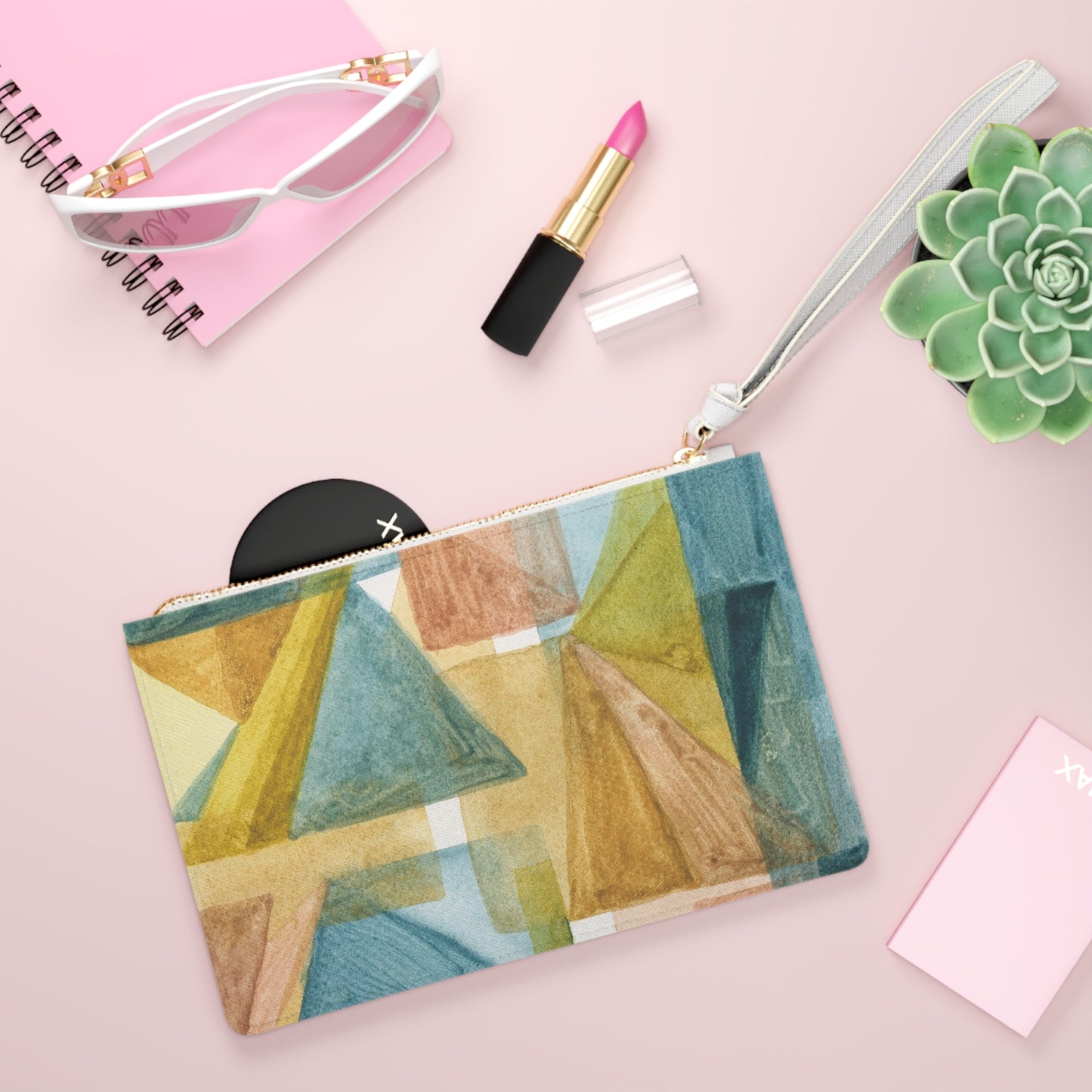 Vegan Leather Clutch Bag - Abstract Geo