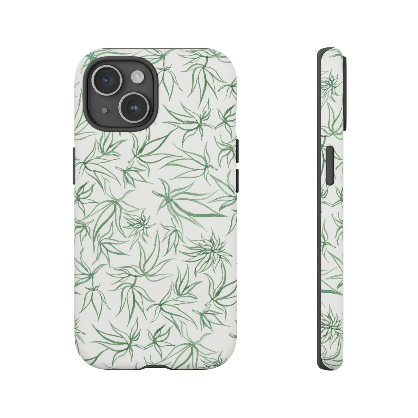 Tough Cell Phone Cases - Cannabis Sketches in Green