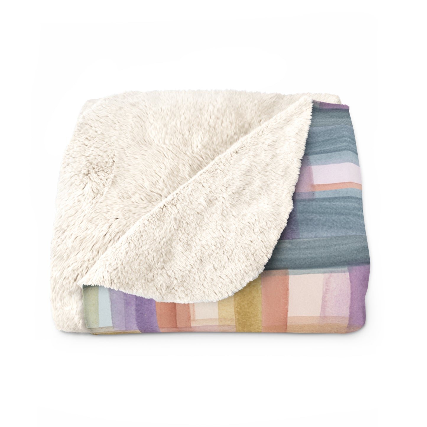 Sherpa Fleece Blanket - Painterly Plaid, Warm Colors