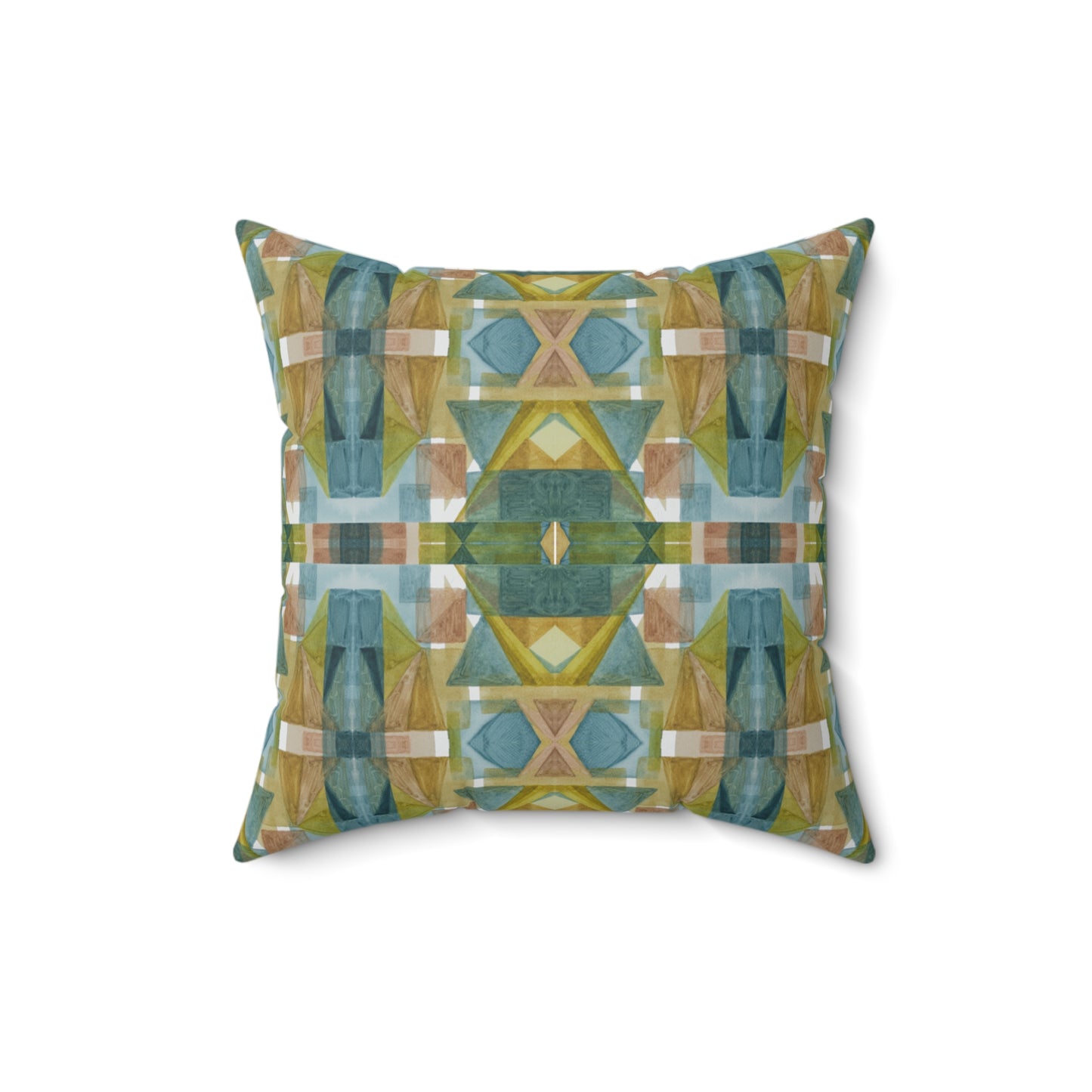 Faux Suede Square Pillow - Painterly Plaid, Cool Colors