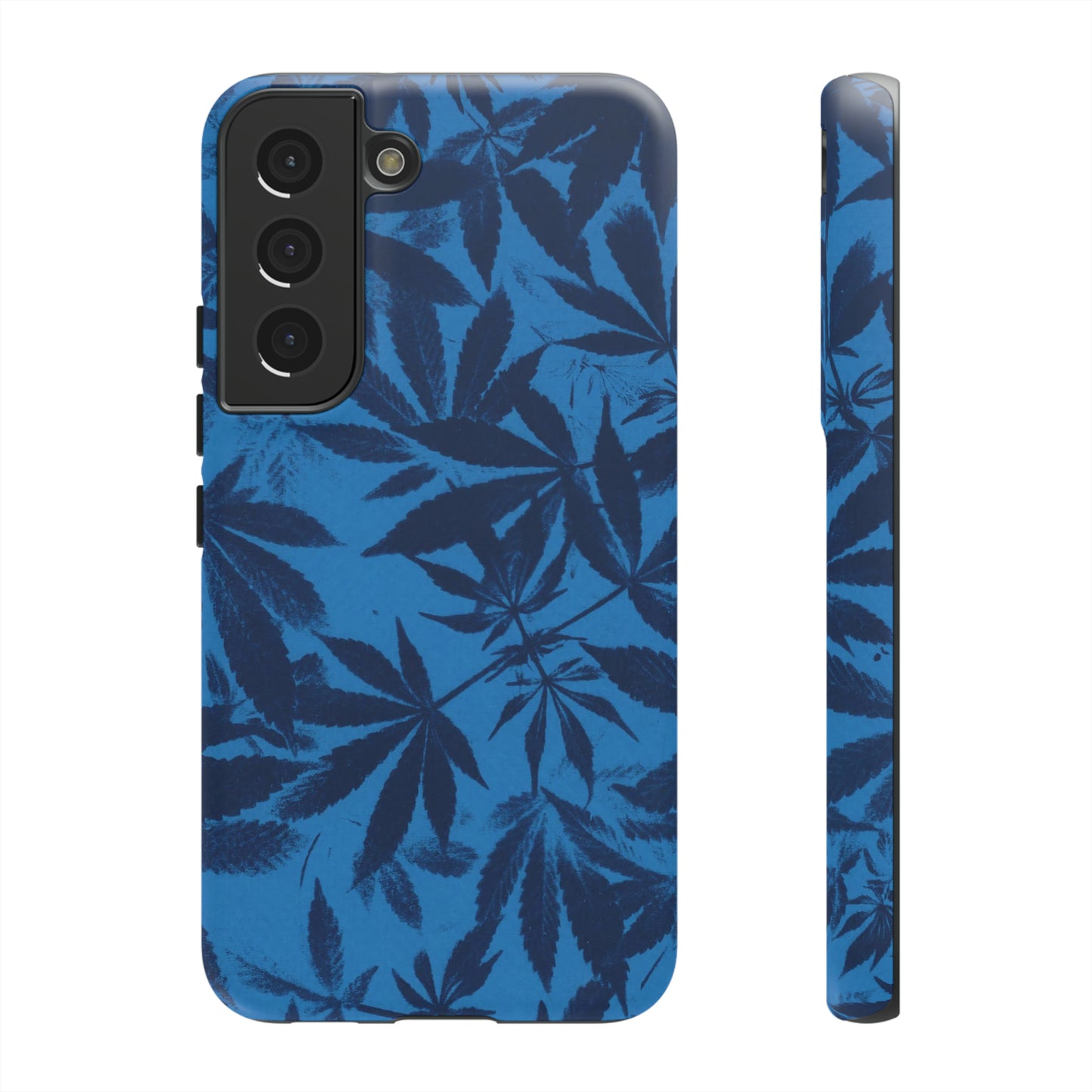 Tough Cell Phone Cases - Cyanotype on Bright Blue Print