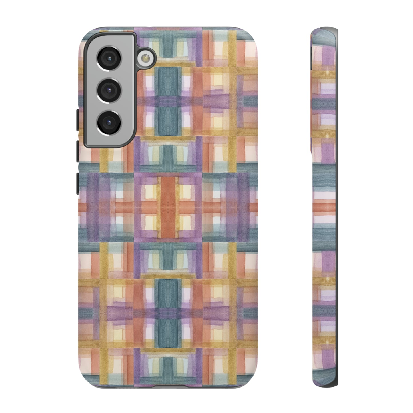 Tough Cell Phone Cases - Painterly Plaid, Warm Colors