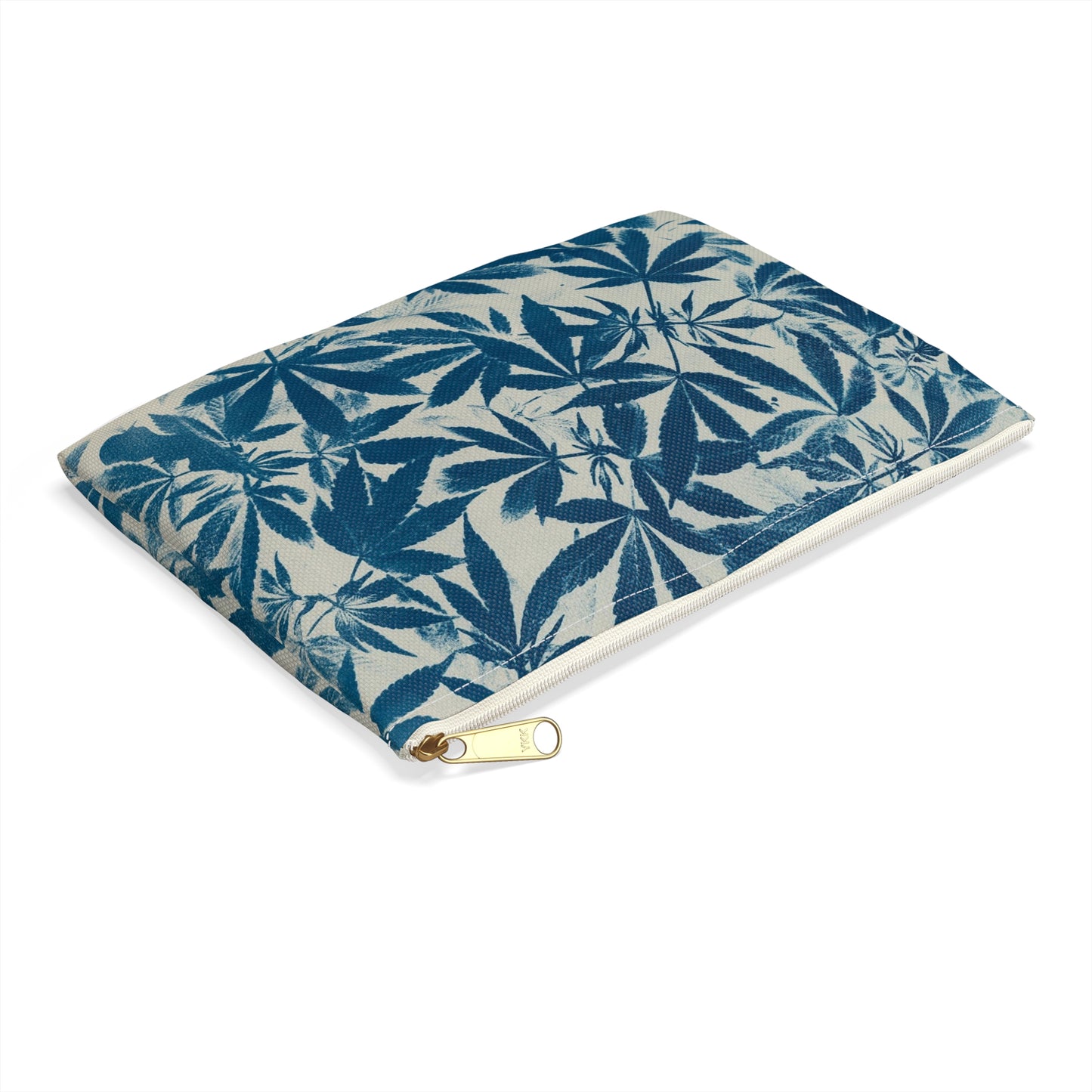 Flat Accessory Pouch - Cannabis Field Cyanotype on Ivory Print