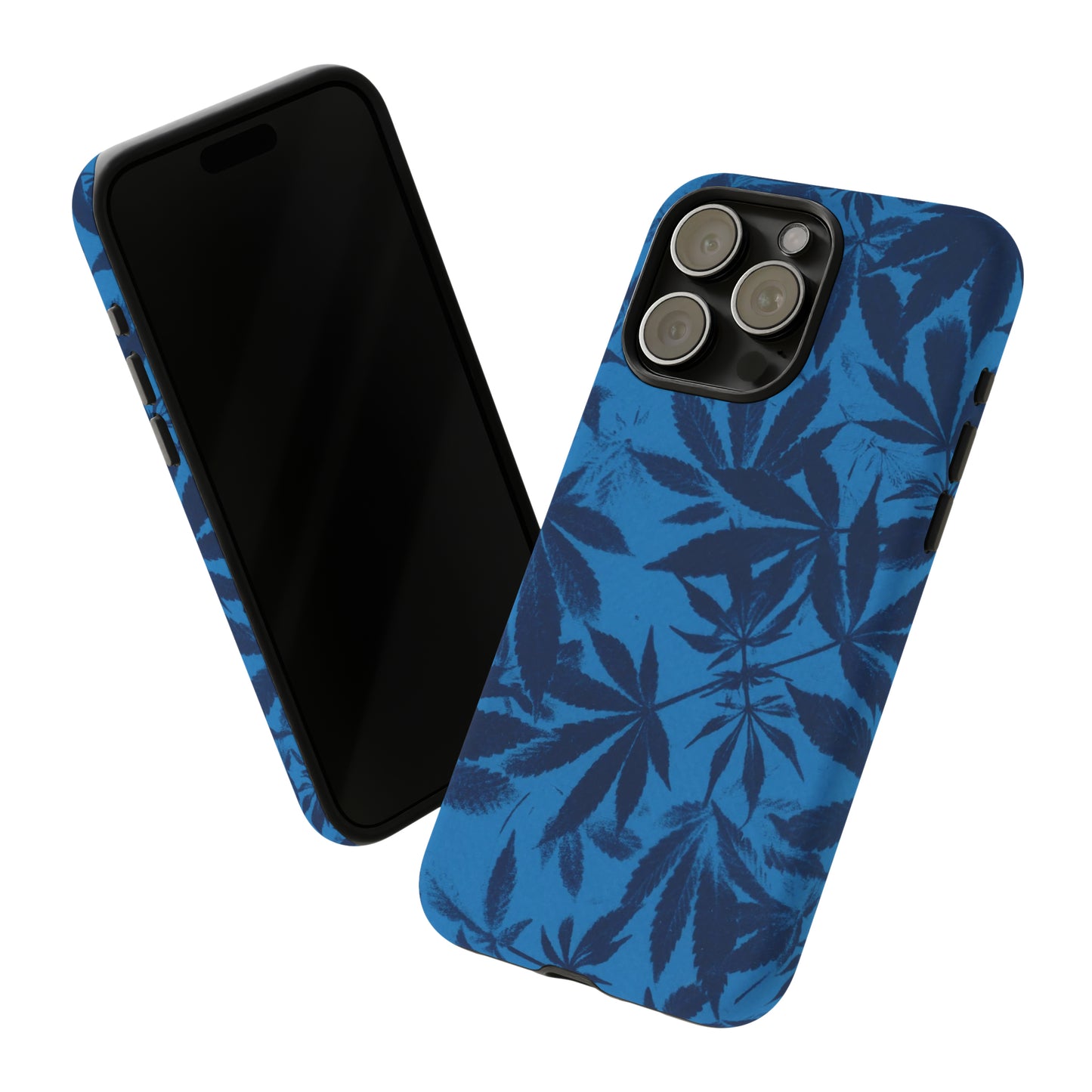 Tough Cell Phone Cases - Cyanotype on Bright Blue Print