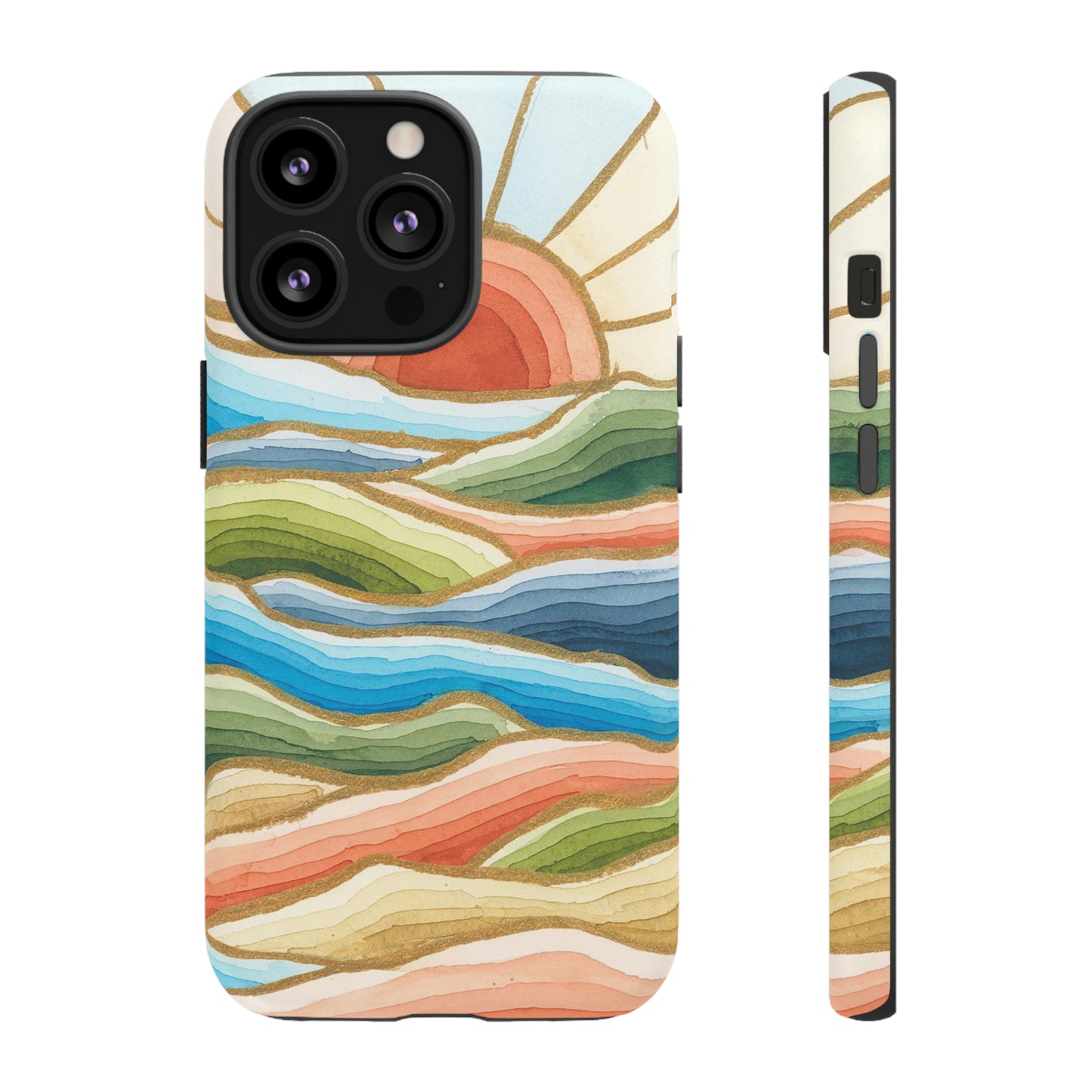 Tough Cell Phone Cases - Red Twilight Landscape