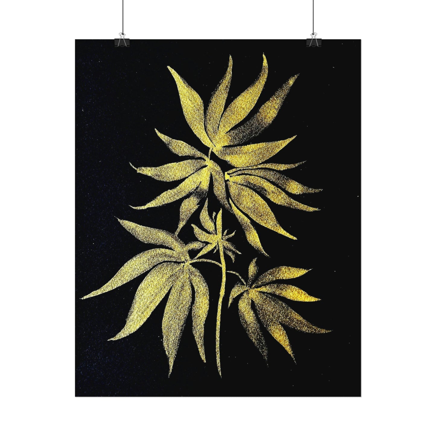 Fine Art Reproductions - Archival, Textured Watercolor Matte Prints - Gold Cannabis Plant