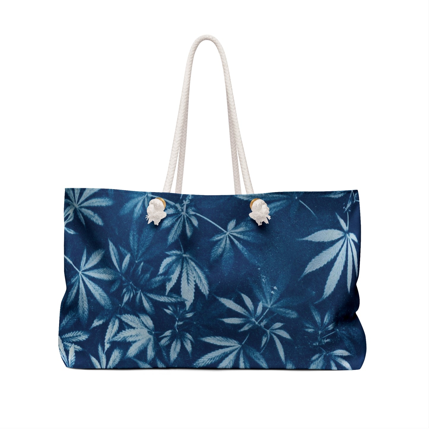 Oversized Weekender Bag - Cannabis Field Cyanotype Print 1