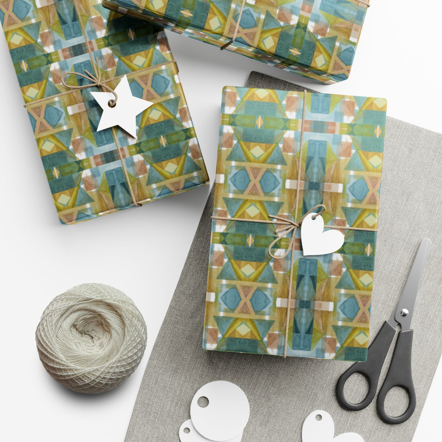 Gift Wrap Papers - Painterly Plaid, Cool Colors Wrapping Paper