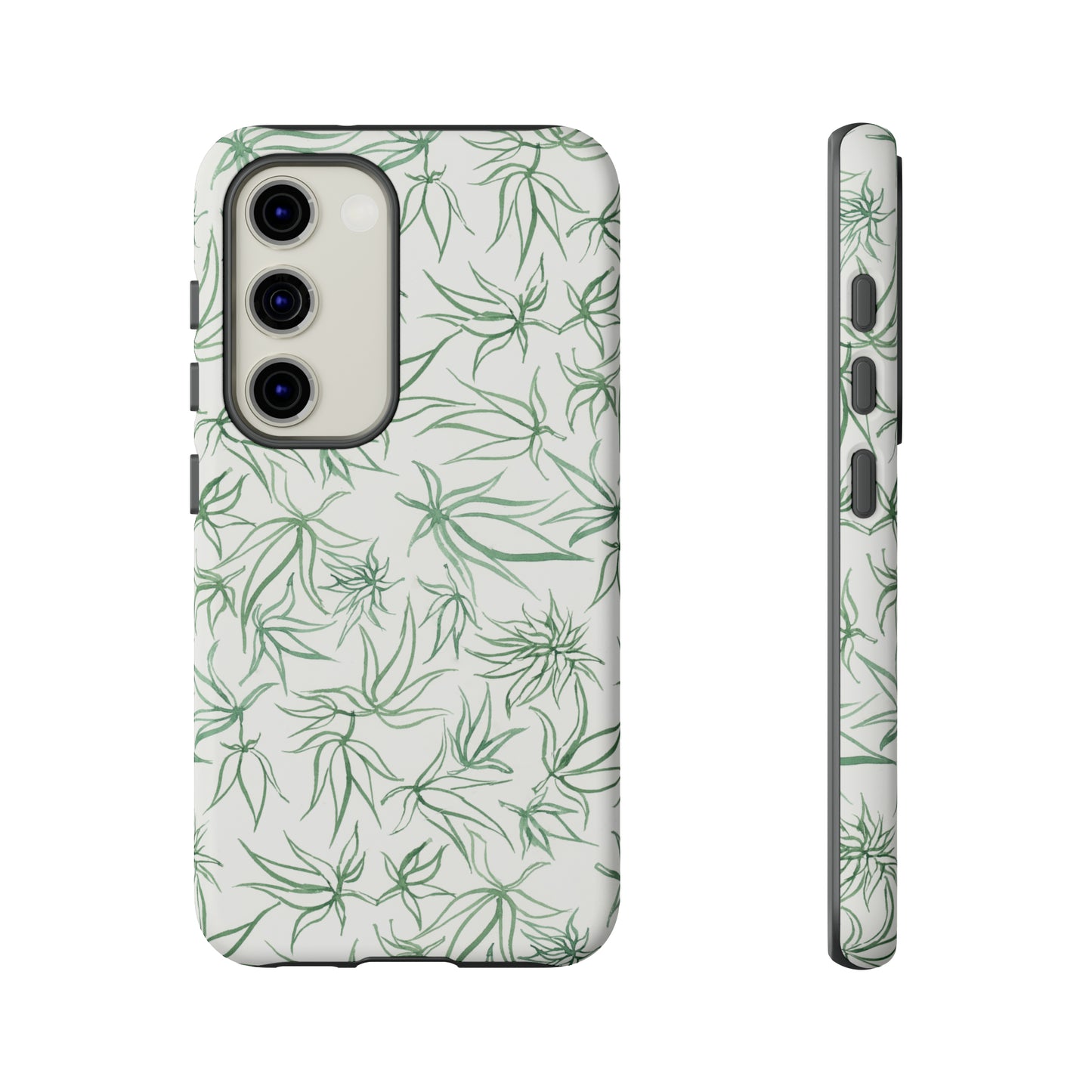 Tough Cell Phone Cases - Cannabis Sketches in Green