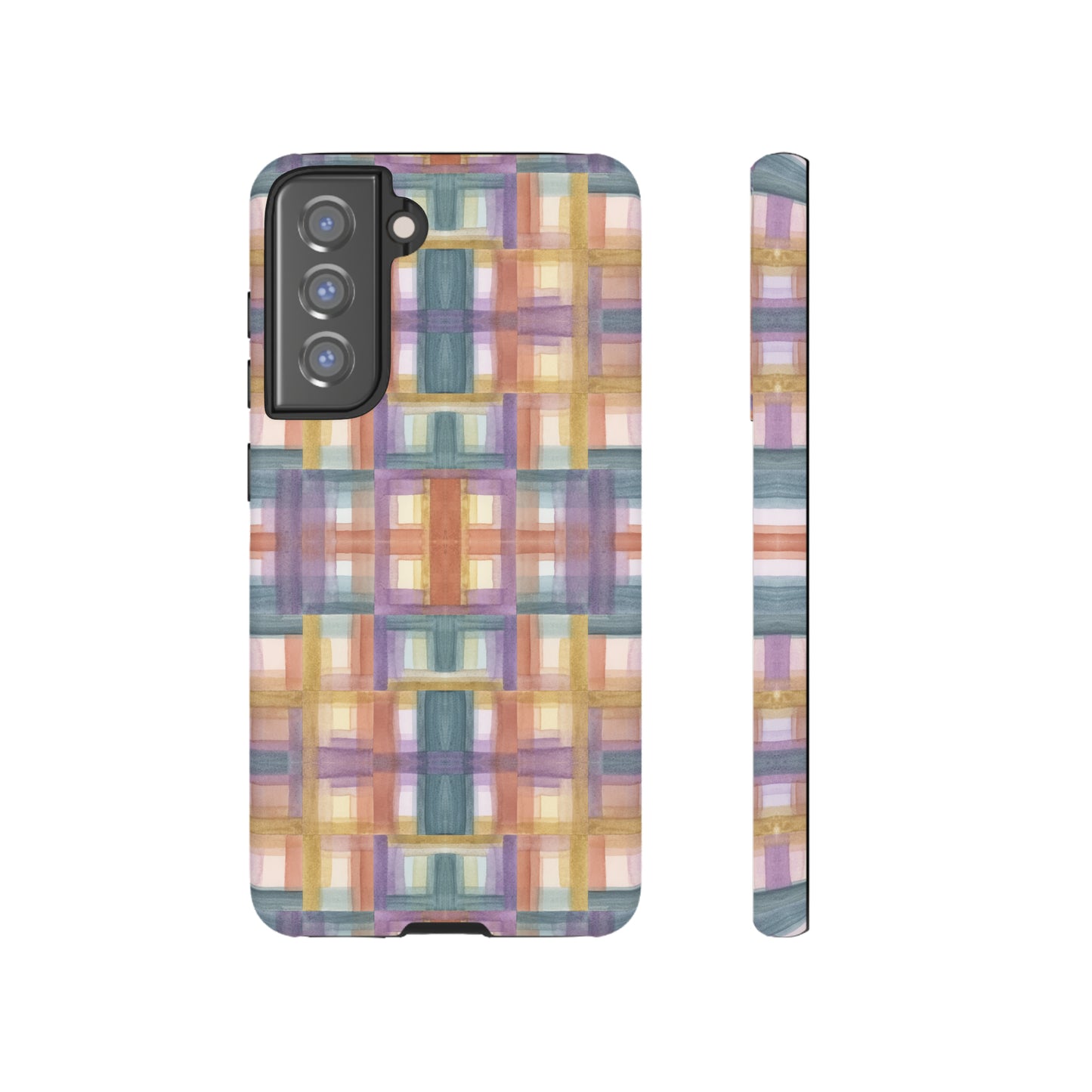 Tough Cell Phone Cases - Painterly Plaid, Warm Colors