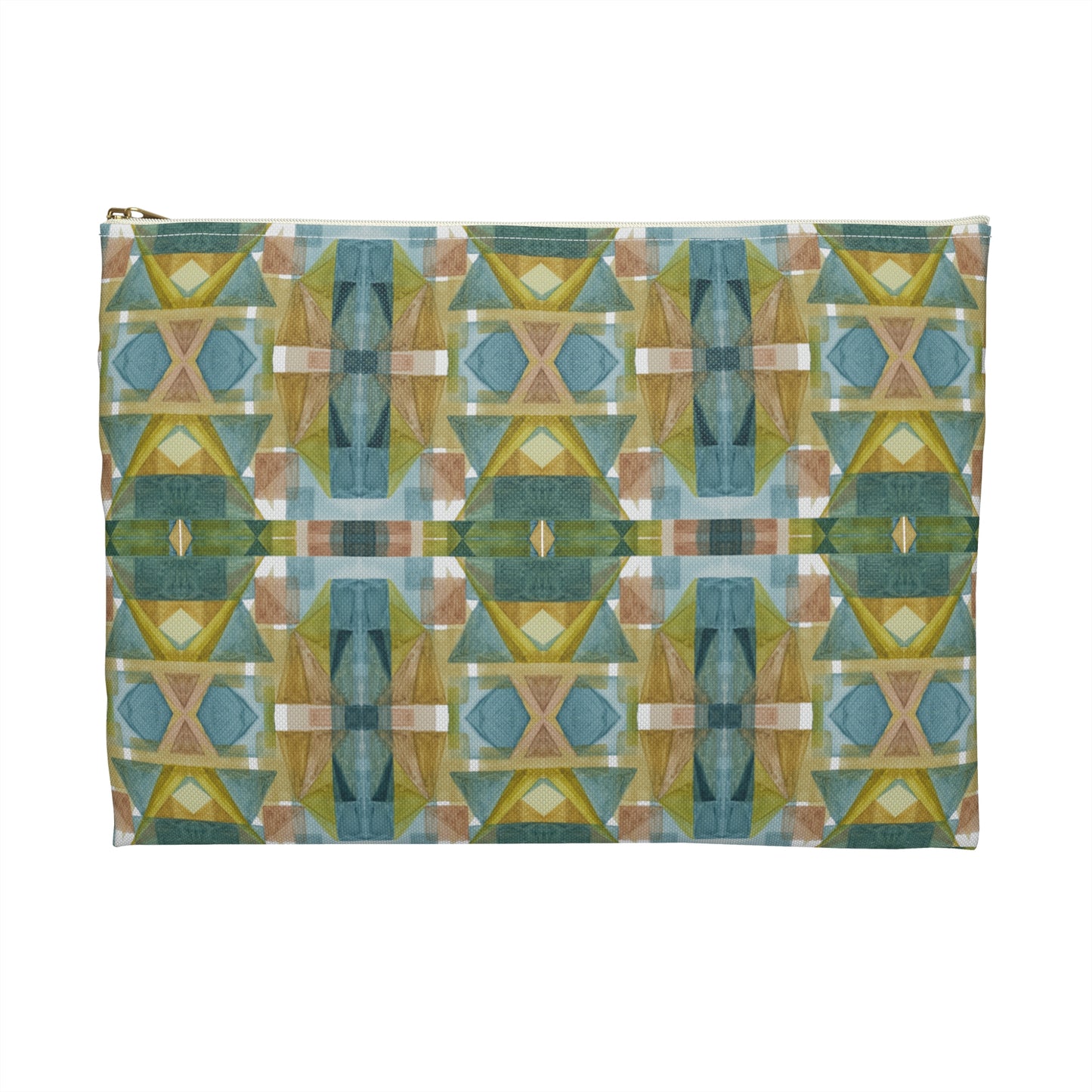 Flat Accessory Pouch - Painterly Plaid, Cool Colors