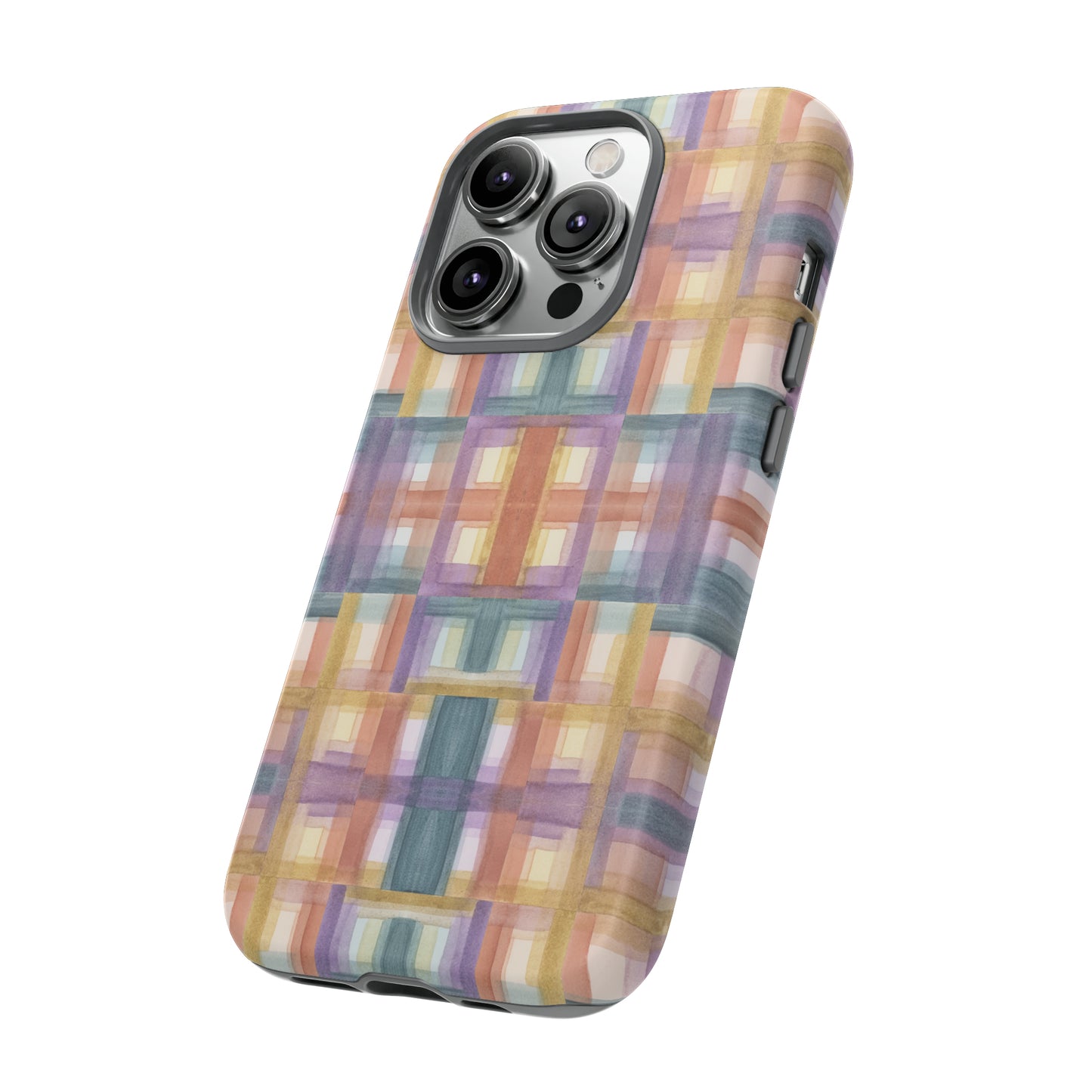 Tough Cell Phone Cases - Painterly Plaid, Warm Colors