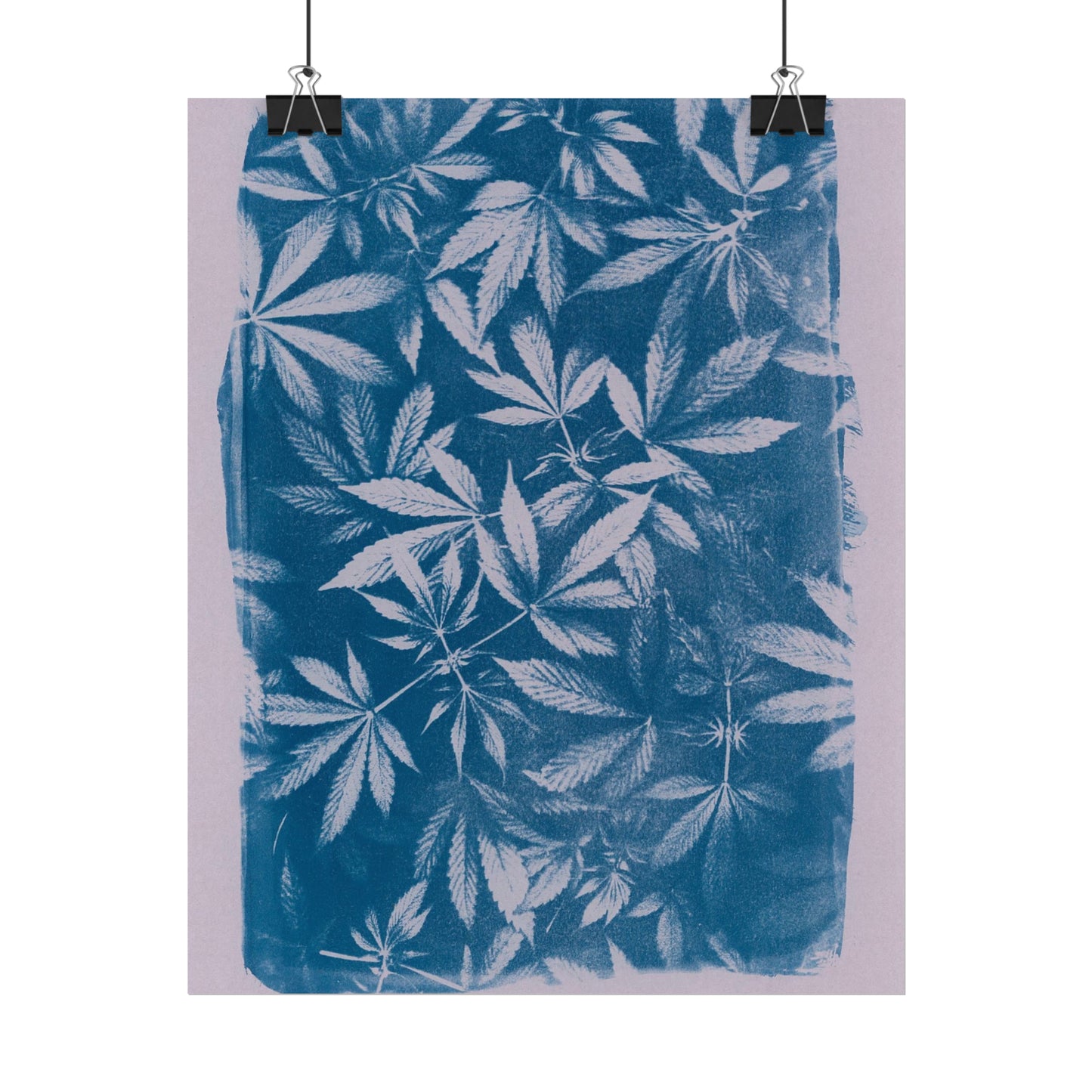 Fine Art Reproductions - Archival, Textured Watercolor Matte Prints - Cannabis Cyanotype on Lavender Print