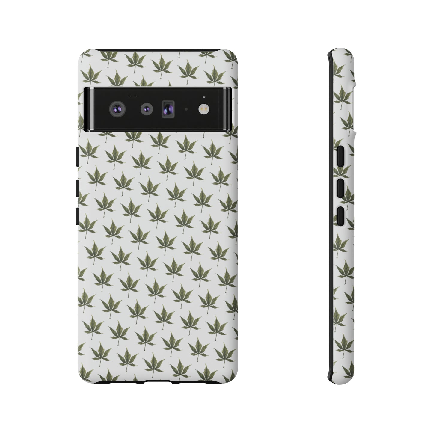 Tough Cell Phone Cases - Mini Cannabis Leaf on White