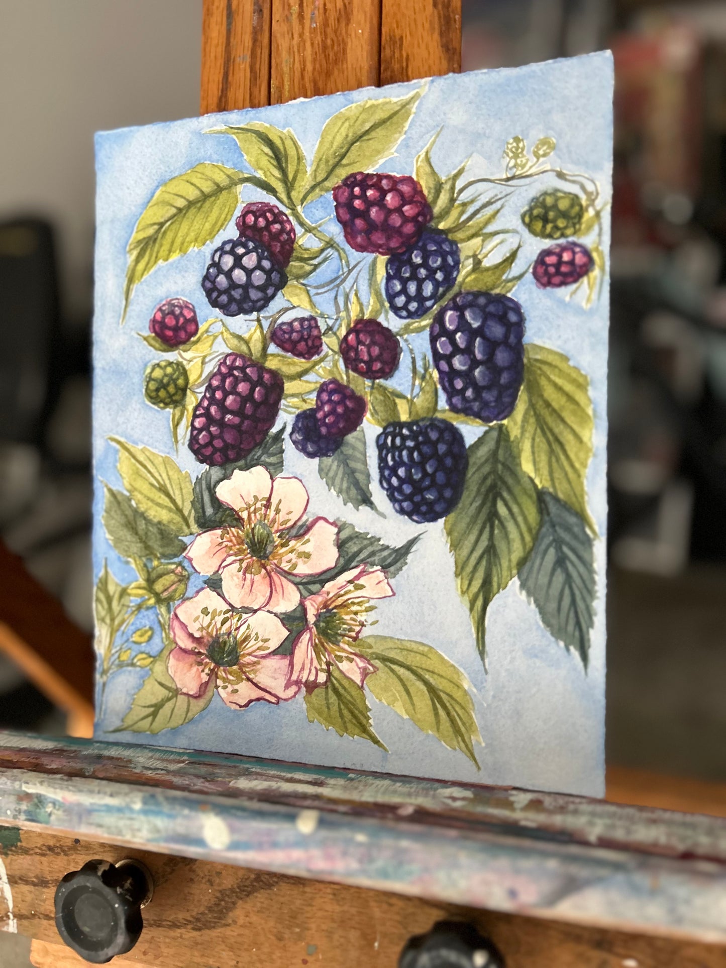 Wild Summer Blackberries Original Watercolor Painting 8x10"