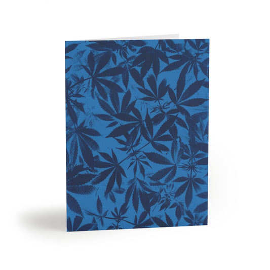 Notecard, blank inside - Cannabis Field Cyanotype on Bright Blue