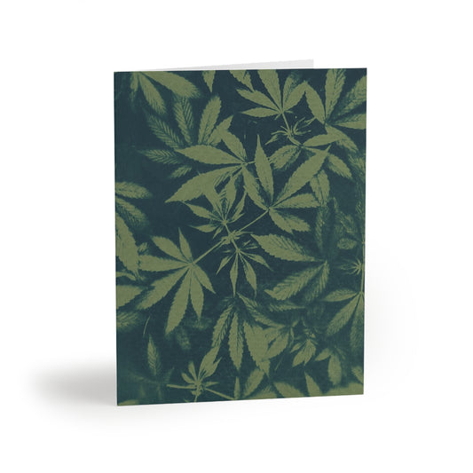 Notecard, blank inside - Cannabis Field Cyanotype on Olive