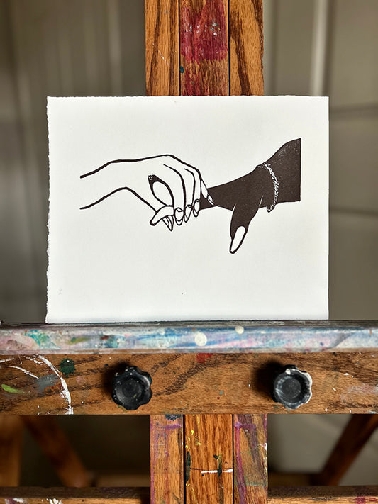 Holding Space - Original Hand Pulled Linocut Print - 8x10"