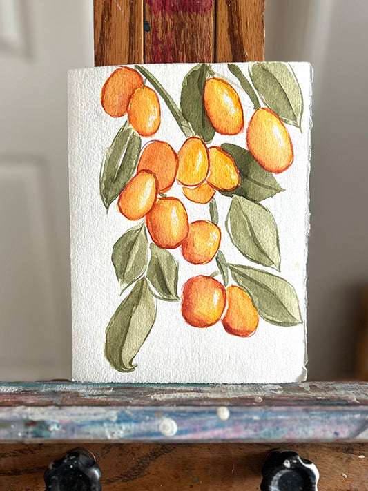 Kumquats Original Watercolor Painting 5x7"