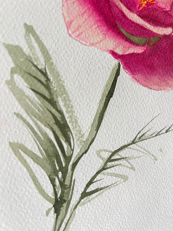 Pink California Poppy Original Watercolor Painting - 8x10"