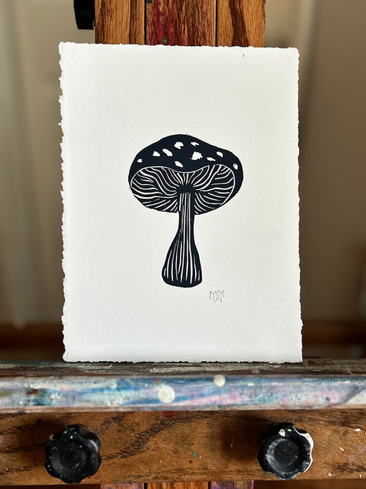 Amanita Mushroom - Original Hand Pulled Linocut Print