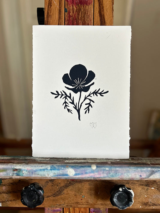 California Poppy - Original Hand Pulled Linocut Print