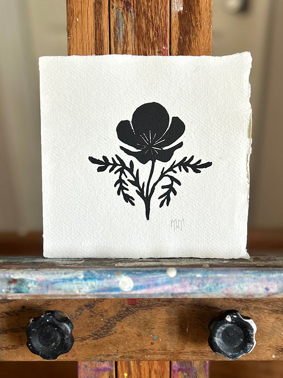 California Poppy - Original Hand Pulled Linocut Print