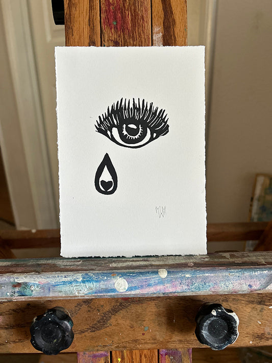 Tears that Care 1 - Original Hand Pulled Linocut Print