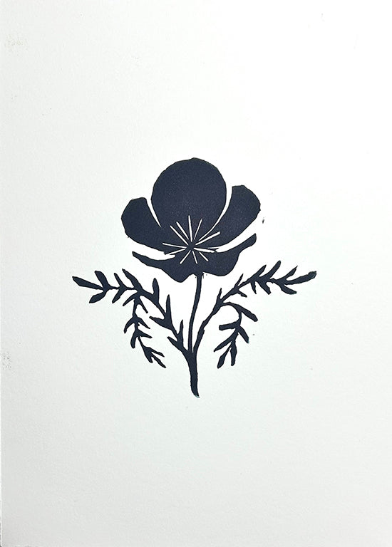 California Poppy - Original Hand Pulled Linocut Print