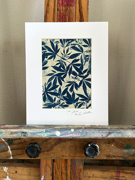 Cannabis Field Handmade Cyanotype on Ivory Paper 1 - 8x10"
