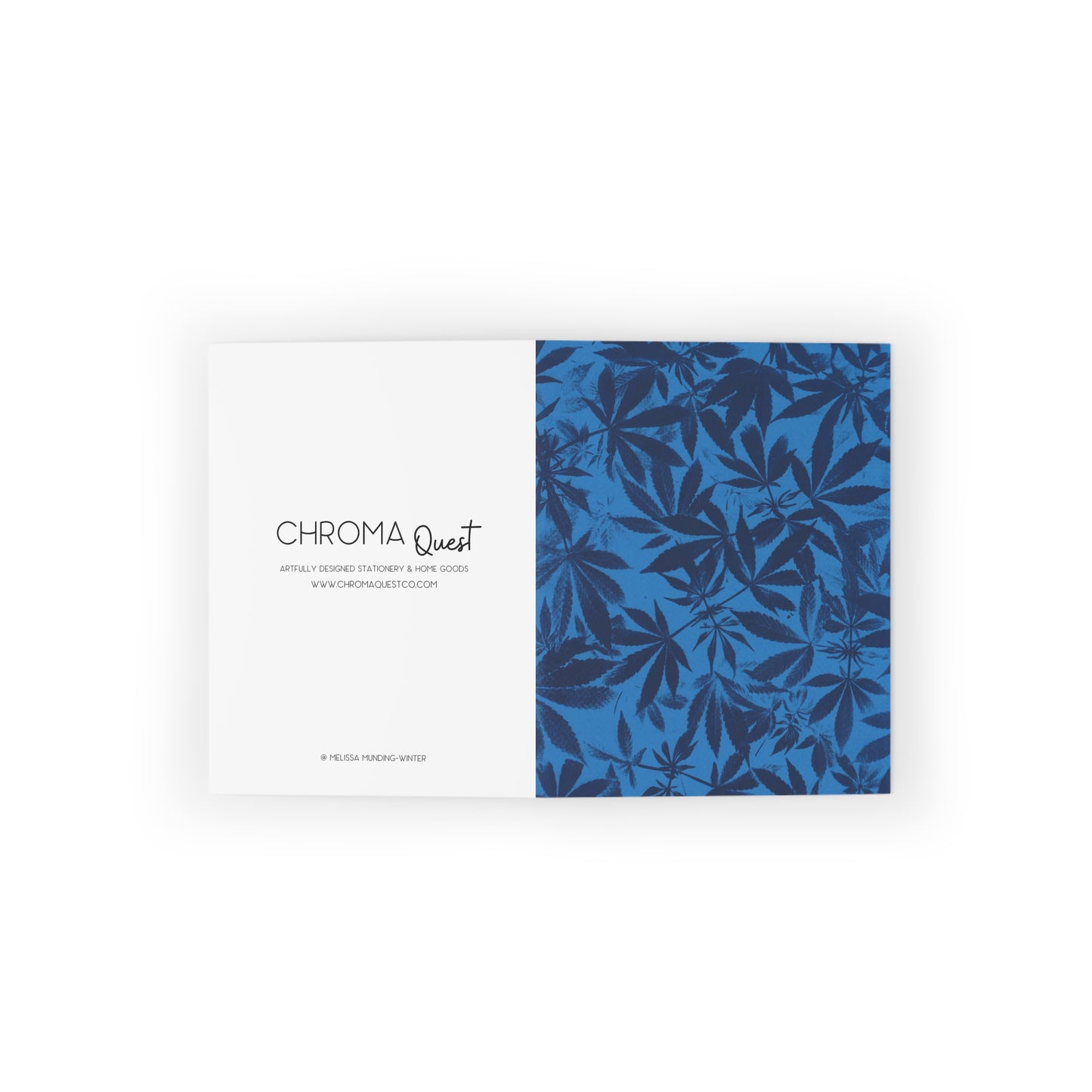 Notecard, blank inside - Cannabis Field Cyanotype on Bright Blue