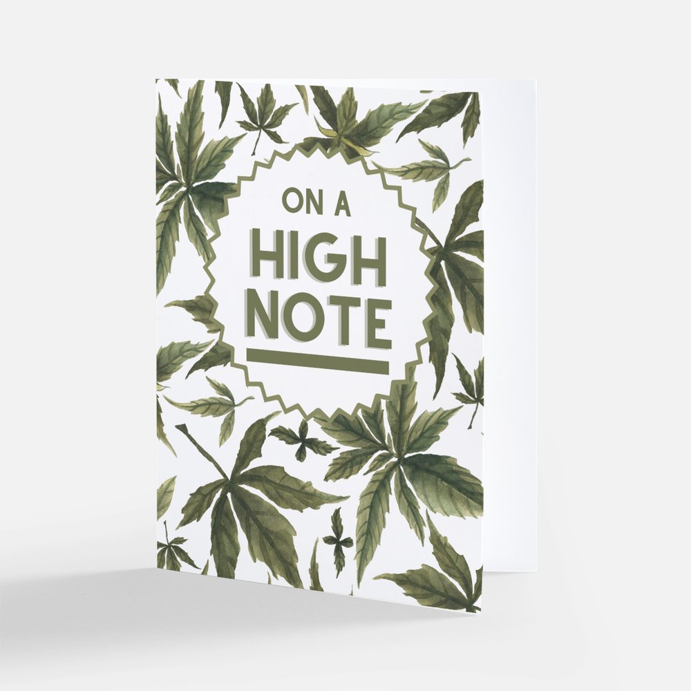 Notecard, blank inside - On a High Note, white