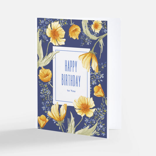 Notecard, blank inside - Golden Poppies Happy Birthday