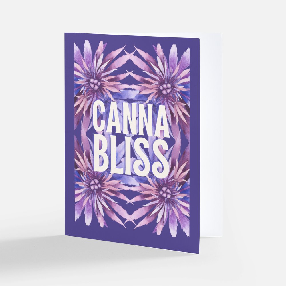 Notecard, blank inside - Cannabliss in Purple