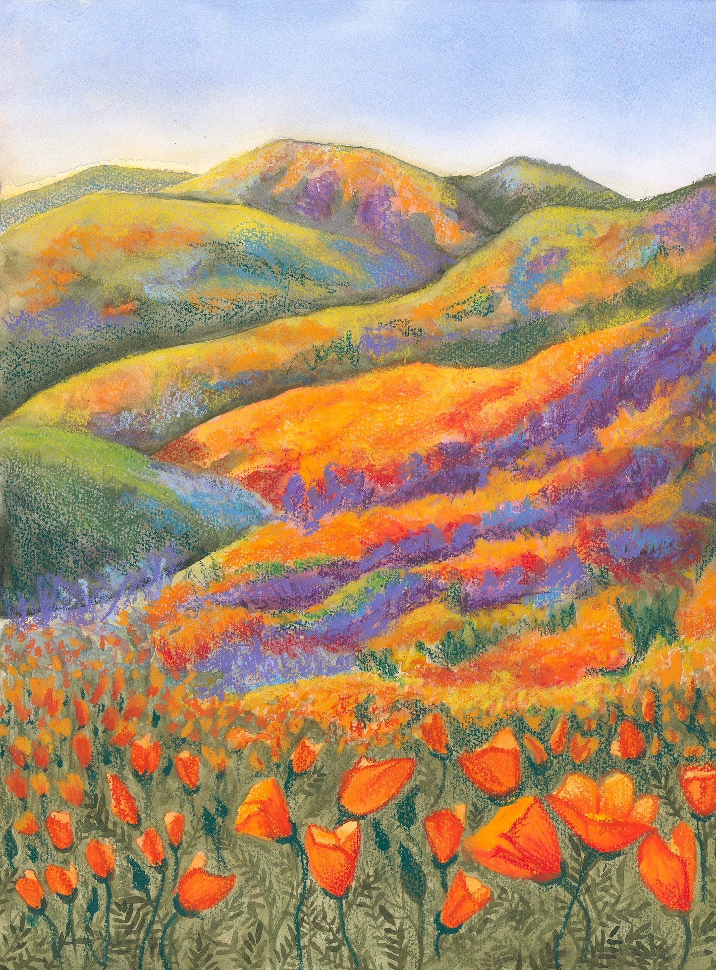 Superbloom Original Mixed Media Painting (size)